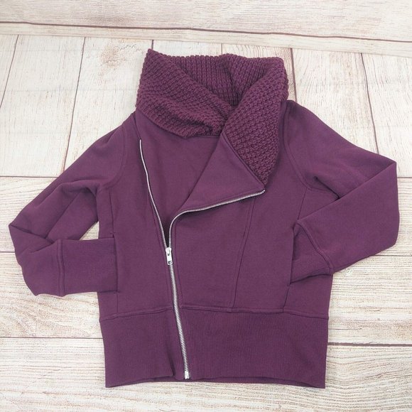 Women Warm Inclined Zipper Sweatshirt Hoodie High Neck Pocketed Jacket Outwear S - Picture 1 of 12